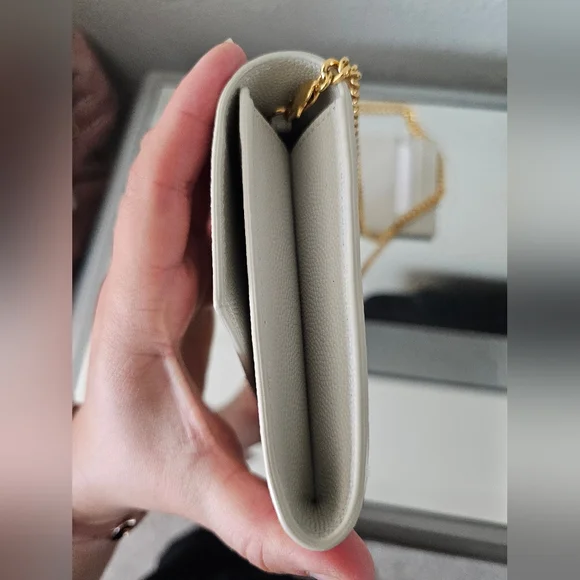 🍸💰​AUTHENTIC Saint Laurent UPTOWN CHAIN WALLET IN GRAIN DE POUDRE EMBOSSED COA - Picture 6 of 11